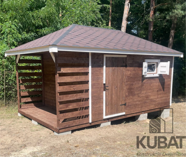 domek narzedziowy z drewutnia 3x5