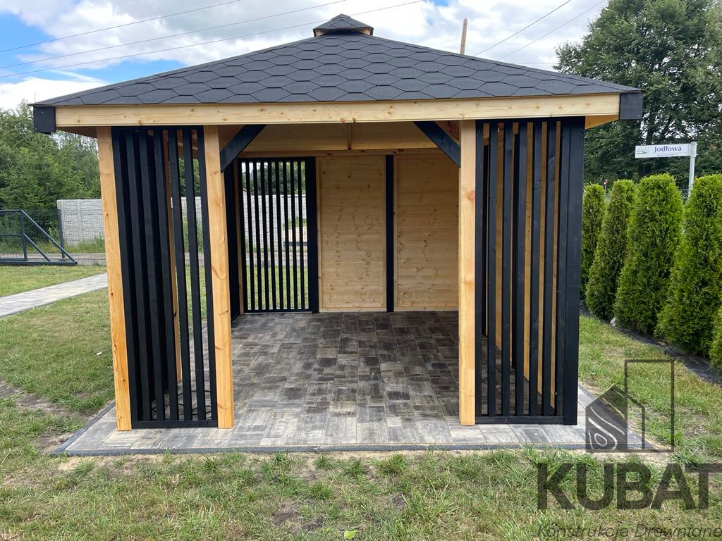 drewniana nowoczesna altanka 3x3.5