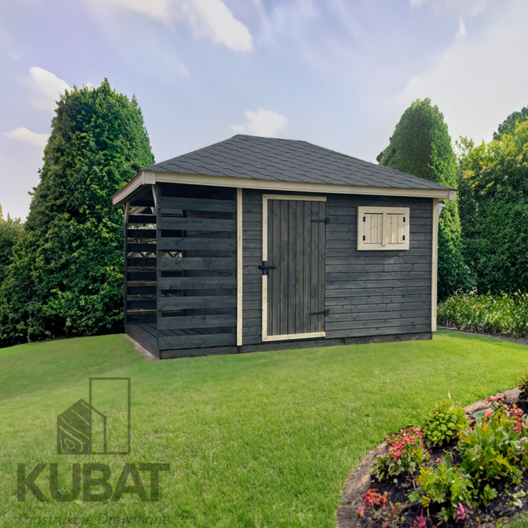 domek narzedziowy z drewutnia 3x4