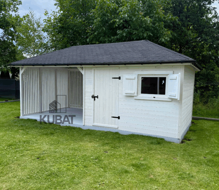 domek ogrodowy drewniany z altana lamele