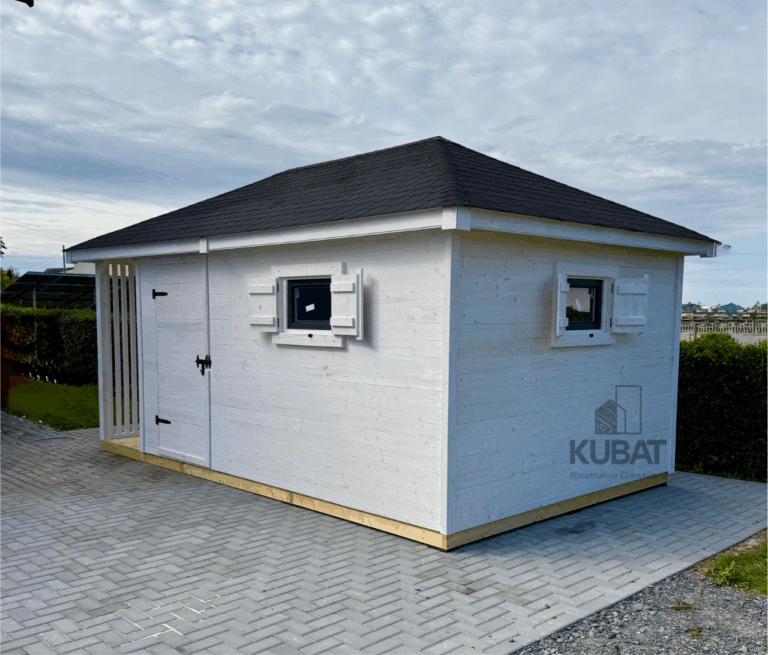 Domek gospodarczy z drewutnia 3x5 biały