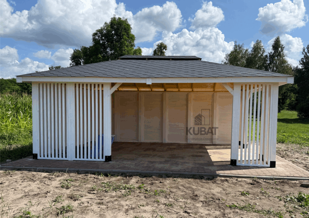 Biała altana ogrodowa nowoczesna 4x6