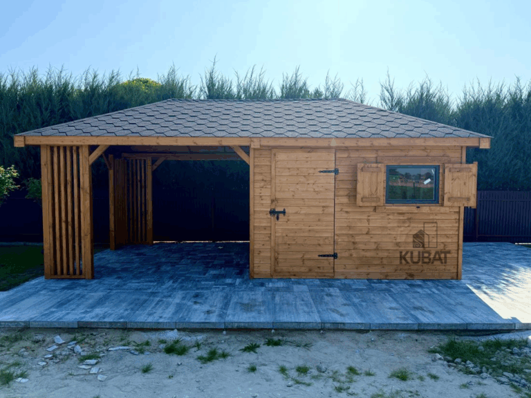 Domek ogrodowy drewniany z altanka 3x6 bartek