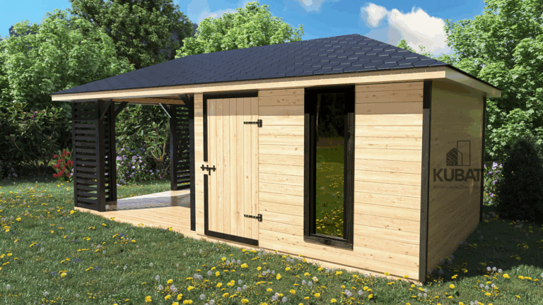 drewniany Domek z altanka 3x6 na dzialke